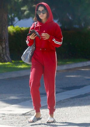 Vanessa Hudgens in all red out in Studio City